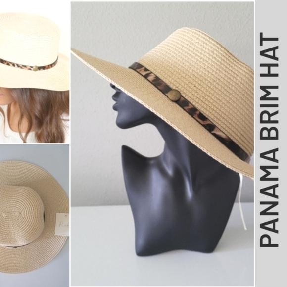 Accessories - Panama brim hat with leopard strap